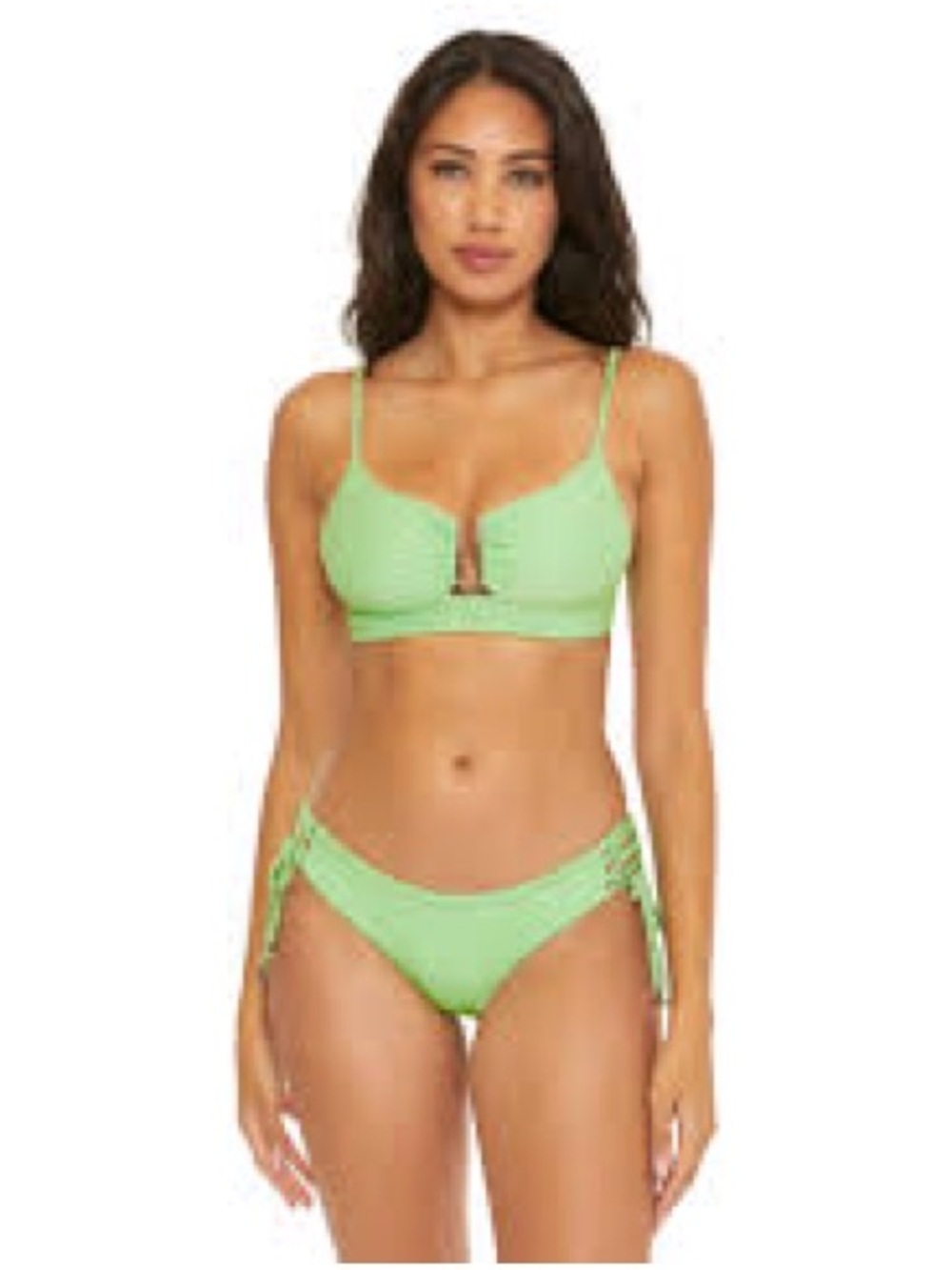 BECCA GLIMMER TOP AND BIKINI HIPSTER BOTTOM 2 PIECE SWIMSUIT- SZ LARGE- NWT